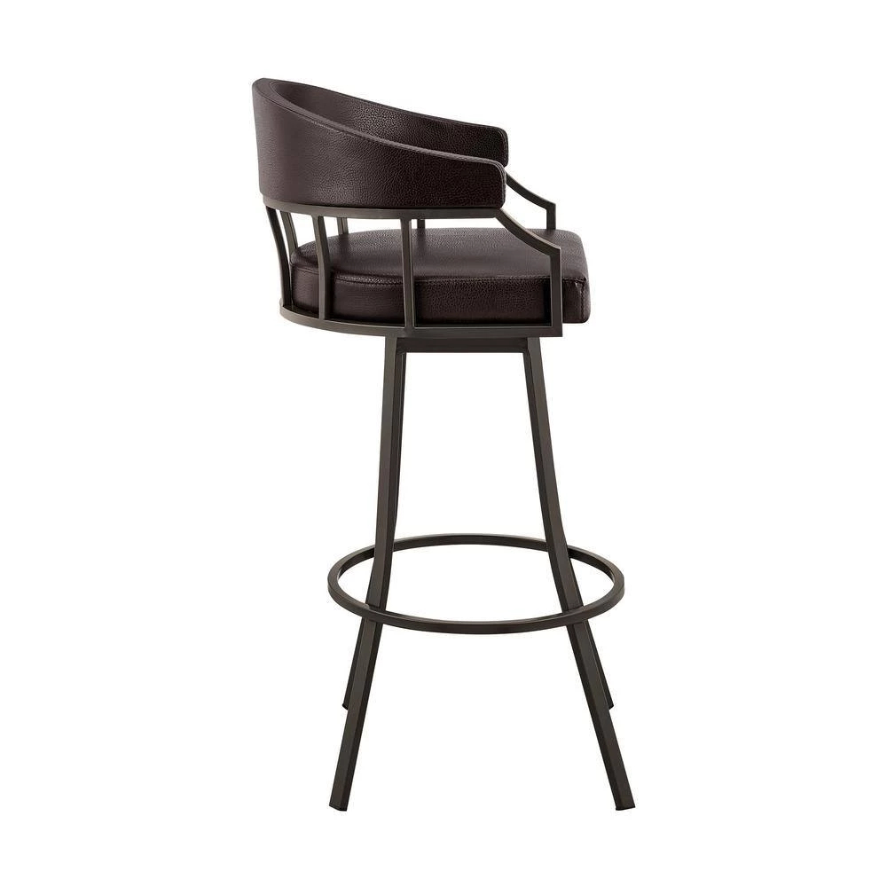 Valerie 40 in. Brown Metal Bar Stool with Faux Leather Seat by Armen Living 4 Valerie 40 in. Brown Metal Bar Stool with Faux Leather Seat by Armen Living - Image 2