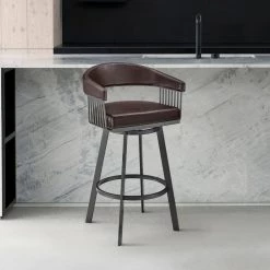 Chelsea 34 in. Chocolate Metal Bar Stool with Faux Leather Seat by Armen Living 19 Chelsea 34 in. Chocolate Metal Bar Stool with Faux Leather Seat by Armen Living -Armen Living Online Shop java finish paint armen living bar stools lccsbajvcho26 31 1000
