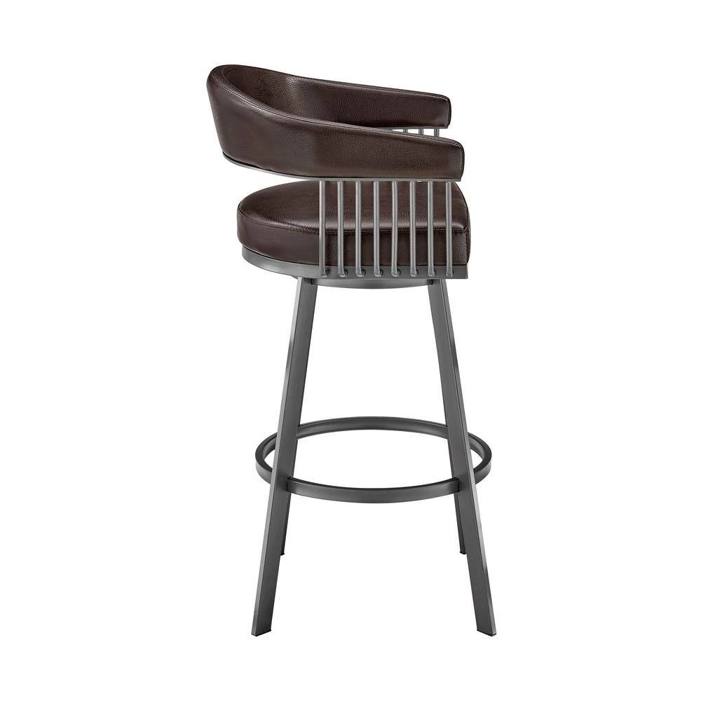 Chelsea 34 in. Chocolate Metal Bar Stool with Faux Leather Seat by Armen Living 6 Chelsea 34 in. Chocolate Metal Bar Stool with Faux Leather Seat by Armen Living - Image 4