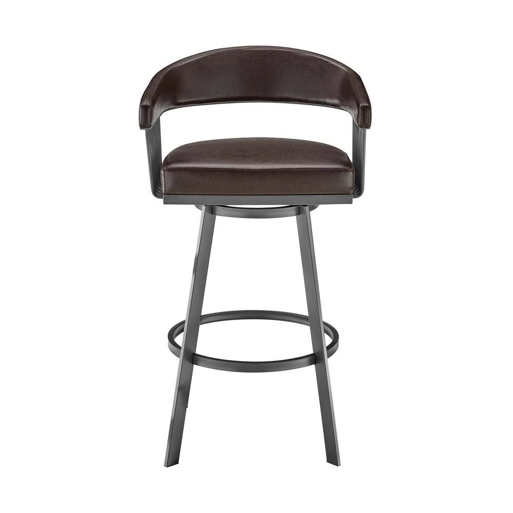 Chelsea 38 in. Chocolate Metal Bar Stool with Faux Leather Seat by Armen Living 5 Chelsea 38 in. Chocolate Metal Bar Stool with Faux Leather Seat by Armen Living - Image 3