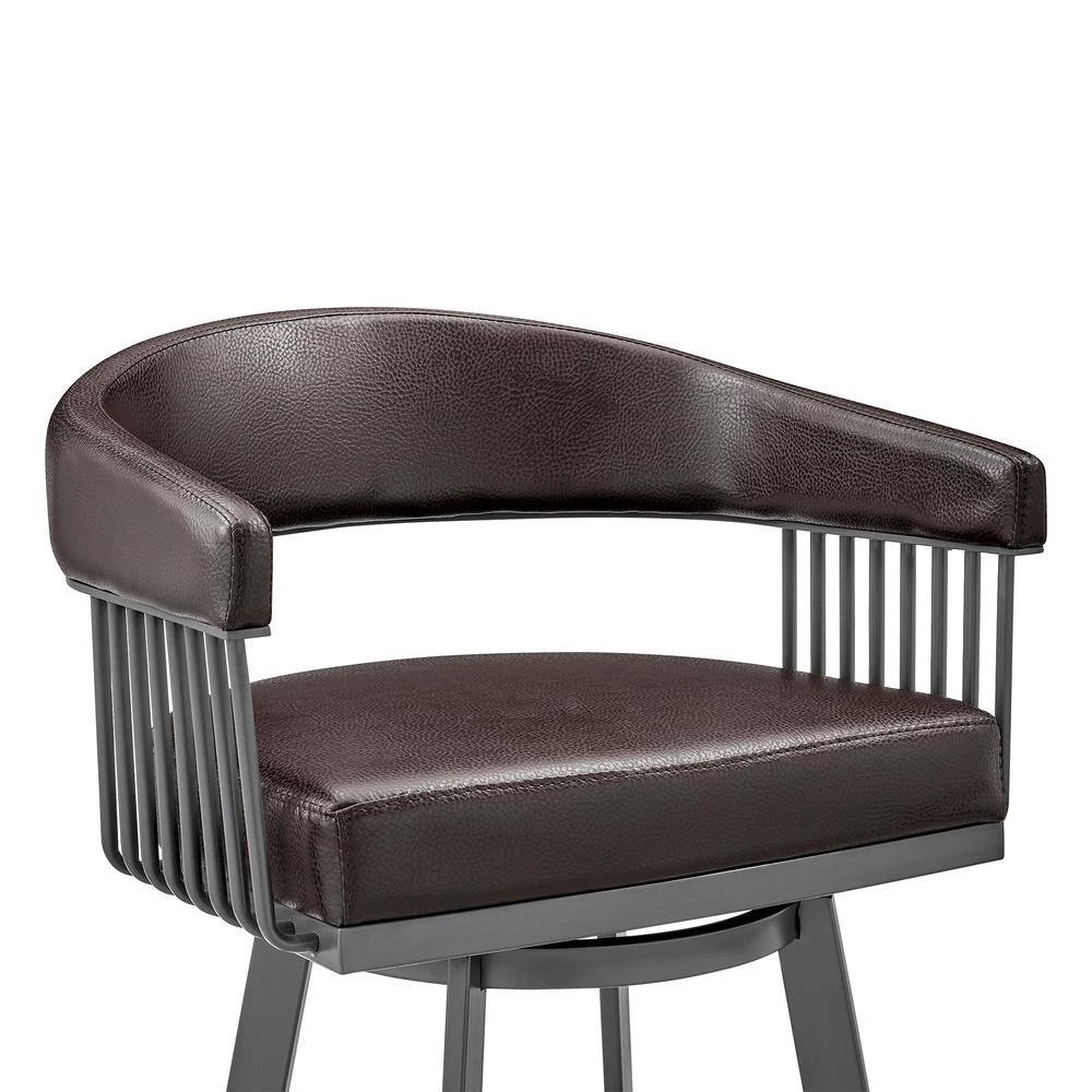 Chelsea 38 in. Chocolate Metal Bar Stool with Faux Leather Seat by Armen Living 9 Chelsea 38 in. Chocolate Metal Bar Stool with Faux Leather Seat by Armen Living - Image 7