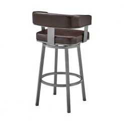 Lorin 34 in. Chocolate Metal Bar Stool with Faux Leather Seat by Armen Living -Armen Living Online Shop java finish paint armen living bar stools lclrbajvcho26 1f 1000