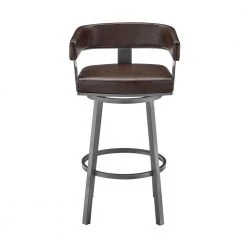 Lorin 34 in. Chocolate Metal Bar Stool with Faux Leather Seat by Armen Living -Armen Living Online Shop java finish paint armen living bar stools lclrbajvcho26 c3 1000
