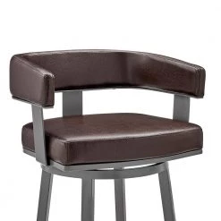 Lorin 34 in. Chocolate Metal Bar Stool with Faux Leather Seat by Armen Living -Armen Living Online Shop java finish paint armen living bar stools lclrbajvcho26 fa 1000