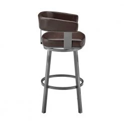 Lorin 38 in. Chocolate Metal Bar Stool with Faux Leather Seat by Armen Living -Armen Living Online Shop java finish paint armen living bar stools lclrbajvcho30 4f 1000
