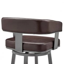 Lorin 38 in. Chocolate Metal Bar Stool with Faux Leather Seat by Armen Living -Armen Living Online Shop java finish paint armen living bar stools lclrbajvcho30 76 1000