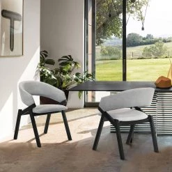 Talulah Gray Fabric and Black Veneer Dining Side Chairs (Set of 2) by Armen Living -Armen Living Online Shop lctasigrbl armen living dining chairs lctasigrbl 31 1000