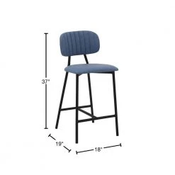 Rococo 37 in. Blue Modern Faux Leather and Metal Counter Height Bar Stool by Armen Living -Armen Living Online Shop light blue armen living bar stools lcrobablblu26 40 1000