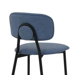 Rococo 37 in. Blue Modern Faux Leather and Metal Counter Height Bar Stool by Armen Living -Armen Living Online Shop light blue armen living bar stools lcrobablblu26 44 1000