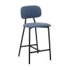 Rococo 37 in. Blue Modern Faux Leather and Metal Counter Height Bar Stool by Armen Living -Armen Living Online Shop light blue armen living bar stools lcrobablblu26 64 1000