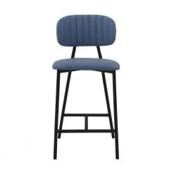 Rococo 37 in. Blue Modern Faux Leather and Metal Counter Height Bar Stool by Armen Living -Armen Living Online Shop light blue armen living bar stools lcrobablblu26 c3 1000