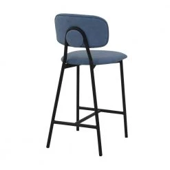 Rococo 37 in. Blue Modern Faux Leather and Metal Counter Height Bar Stool by Armen Living -Armen Living Online Shop light blue armen living bar stools lcrobablblu26 e1 1000