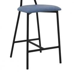 Rococo 37 in. Blue Modern Faux Leather and Metal Counter Height Bar Stool by Armen Living -Armen Living Online Shop light blue armen living bar stools lcrobablblu26 fa 1000