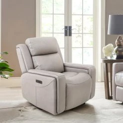 Claude Light Grey Leather Recliner Chair by Armen Living -Armen Living Online Shop light grey armen living recliners lccl1gr 31 1000