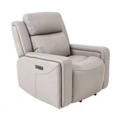 Claude Light Grey Leather Recliner Chair by Armen Living