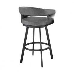 Chelsea 38 in. Vintage Gray Metal Bar Stool with Faux Leather Seat by Armen Living 15 Chelsea 38 in. Vintage Gray Metal Bar Stool with Faux Leather Seat by Armen Living -Armen Living Online Shop matte black armen living bar stools lccsbambvg30 1f 1000