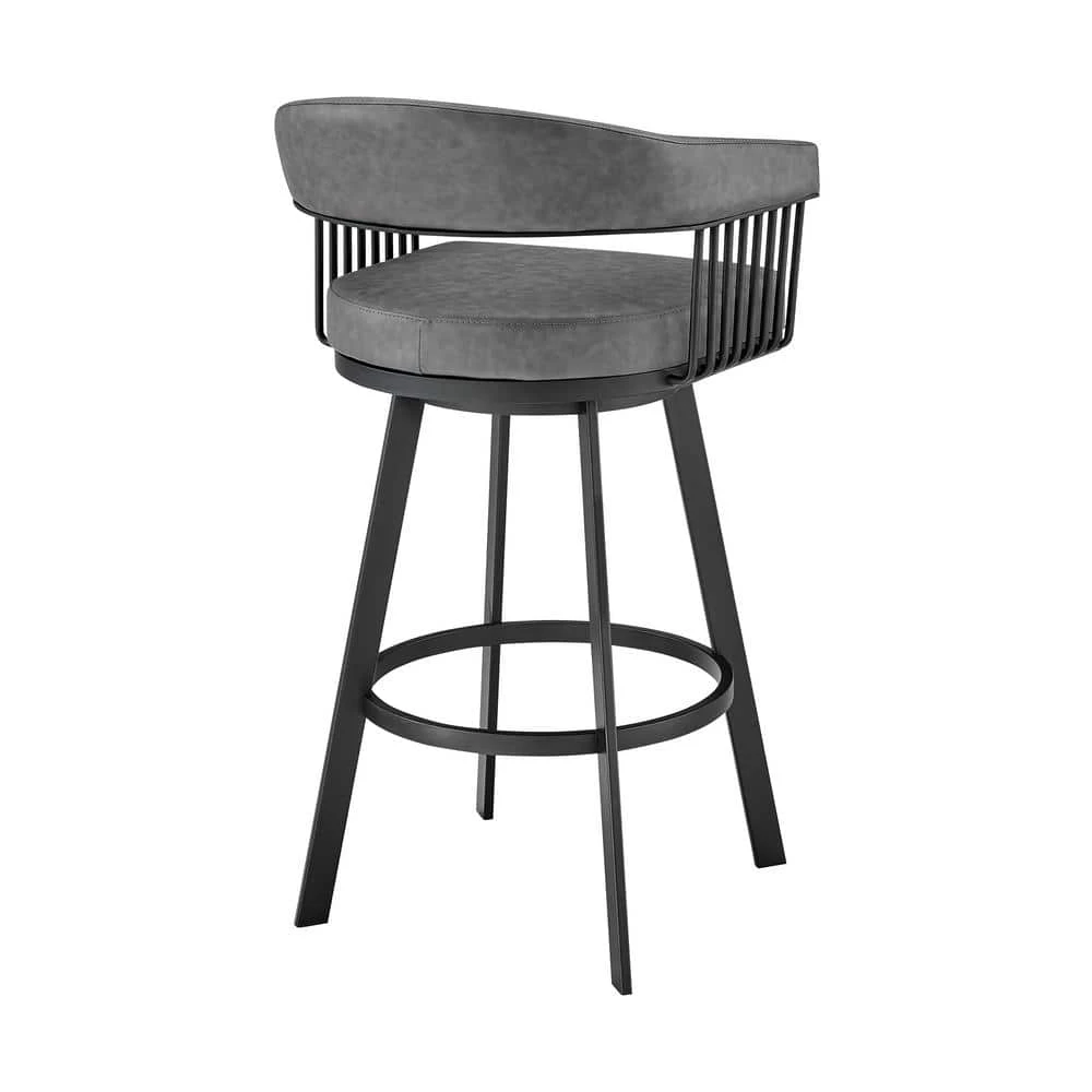 Chelsea 38 in. Vintage Gray Metal Bar Stool with Faux Leather Seat by Armen Living 7 Chelsea 38 in. Vintage Gray Metal Bar Stool with Faux Leather Seat by Armen Living - Image 5