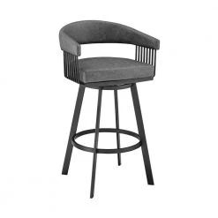 Chelsea 38 in. Vintage Gray Metal Bar Stool with Faux Leather Seat by Armen Living