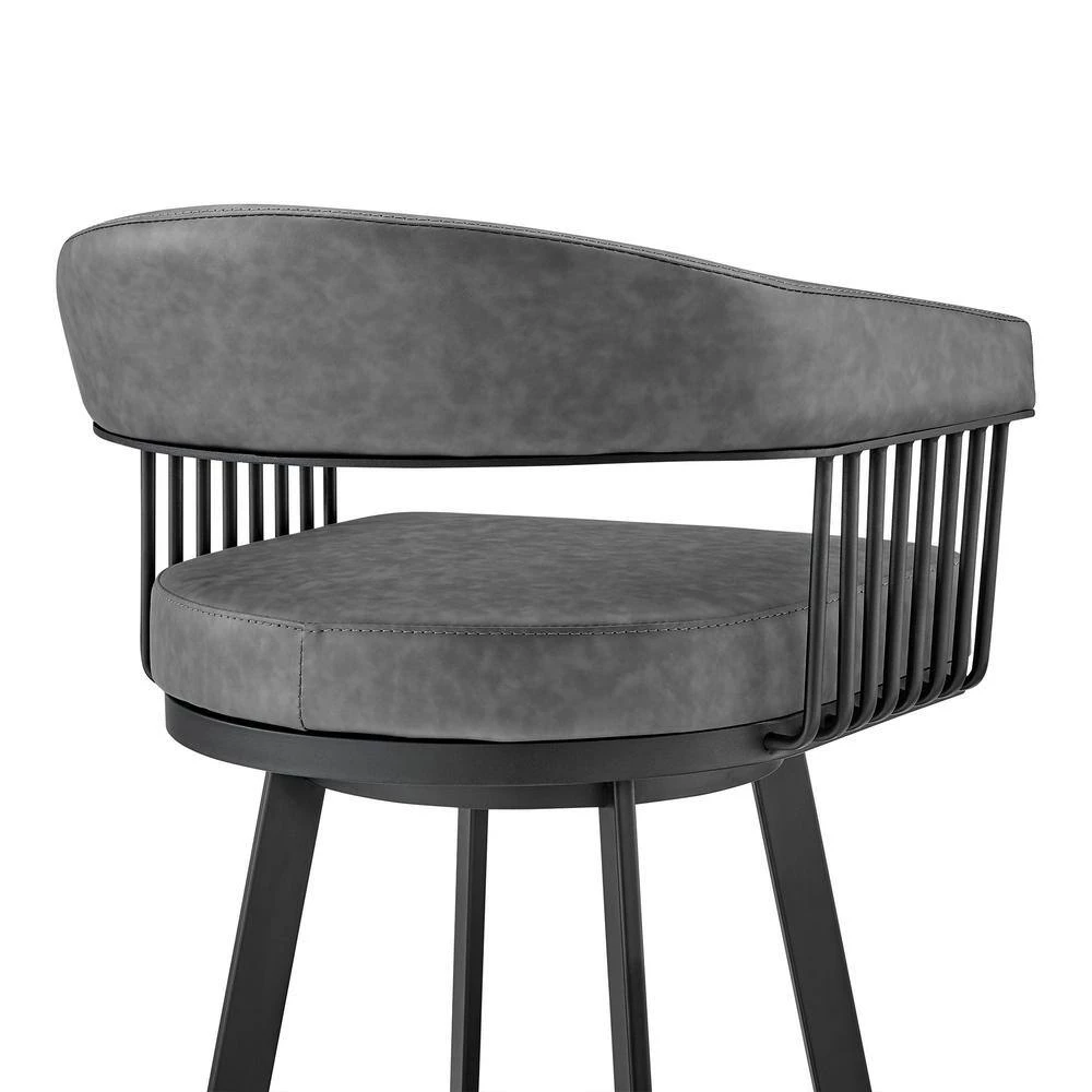 Chelsea 38 in. Vintage Gray Metal Bar Stool with Faux Leather Seat by Armen Living 10 Chelsea 38 in. Vintage Gray Metal Bar Stool with Faux Leather Seat by Armen Living - Image 8