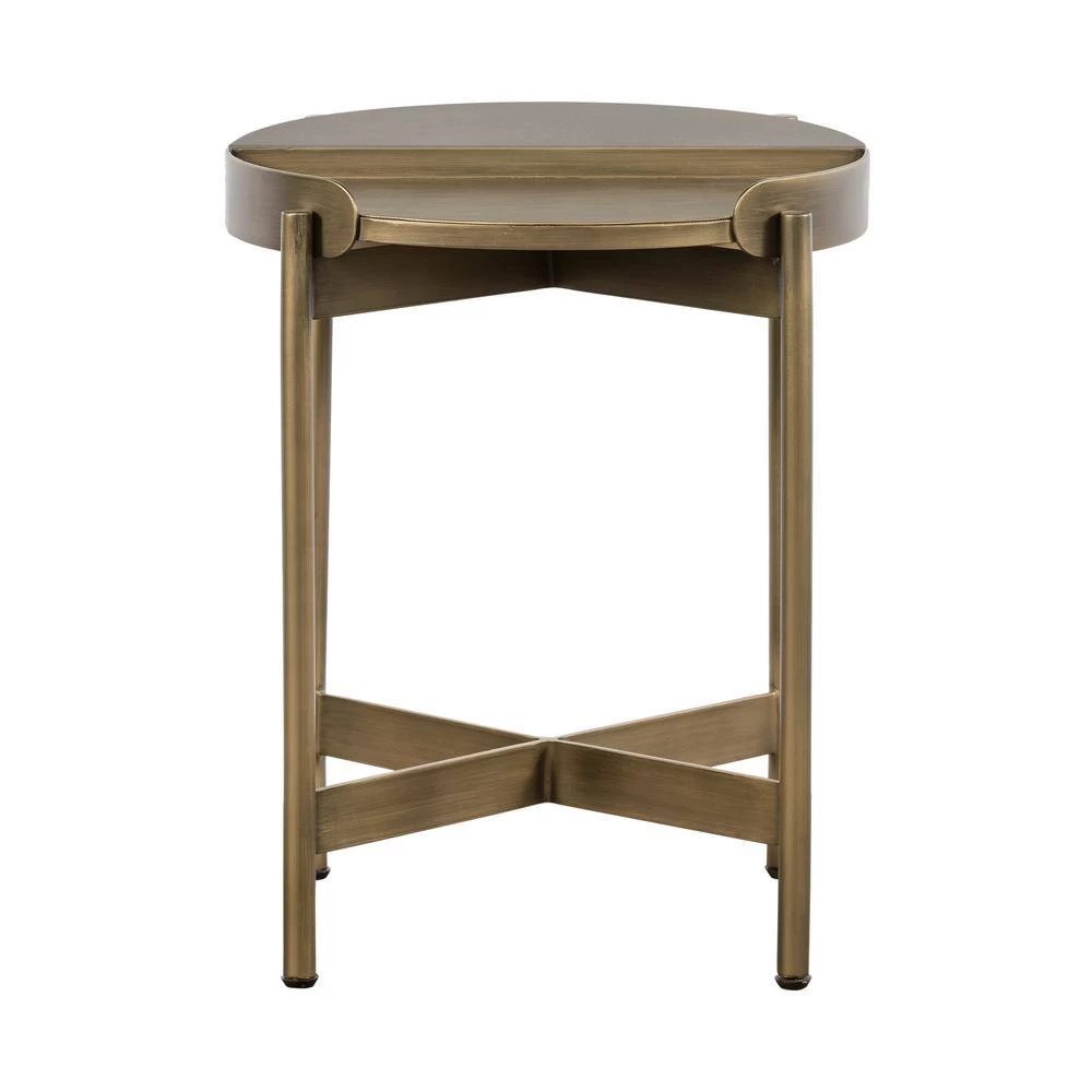 Dua 20 in. H Grey Antique Brass Concrete End Table by Armen Living 4 Dua 20 in. H Grey Antique Brass Concrete End Table by Armen Living - Image 2