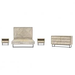 Peridot 4-Piece Natural Acacia Queen Bedroom Set by Armen Living