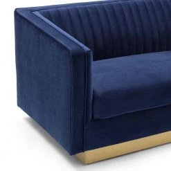 Miranda 84 in. Navy Velvet 3-Seater Camelback Sofa with Square Arms by Armen Living -Armen Living Online Shop navy armen living sofas couches lcmr3navy 4f 1000