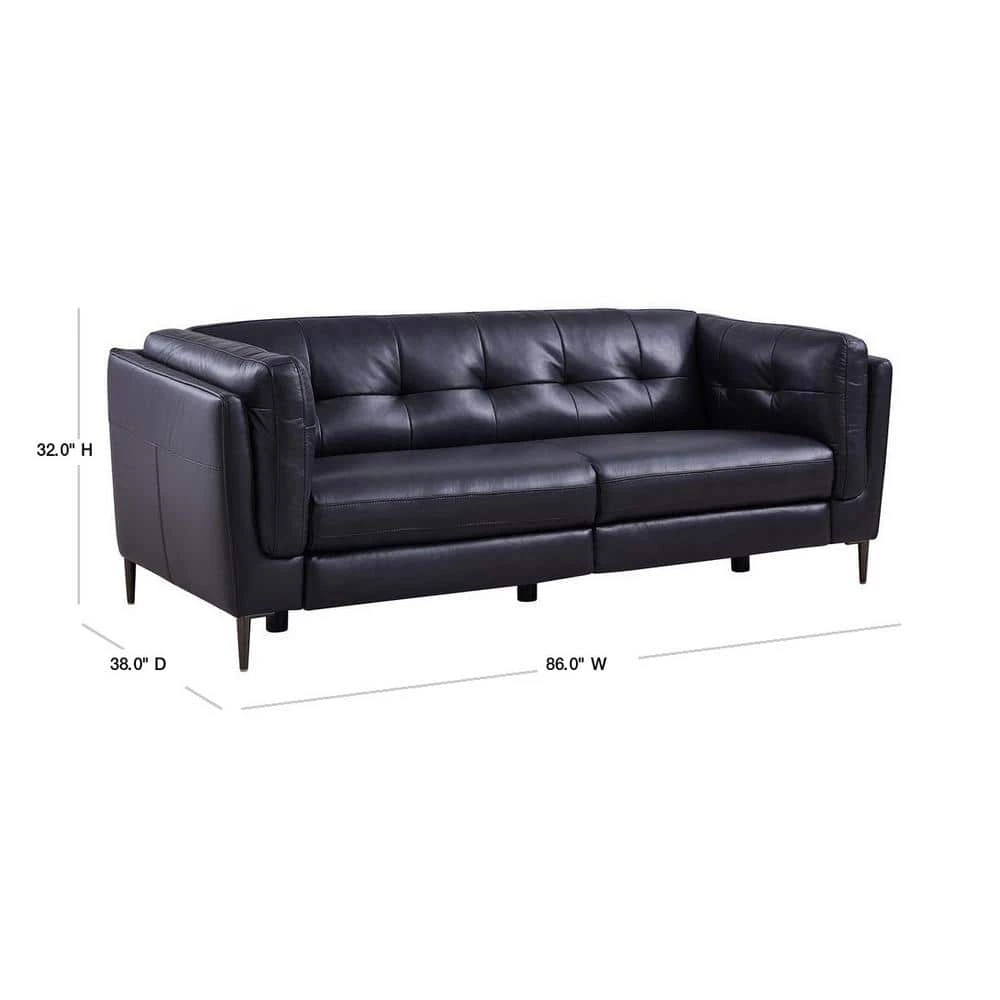 Primrose Dark Metal and Navy Genuine Leather Contemporary Sofa by Armen Living 5 Primrose Dark Metal and Navy Genuine Leather Contemporary Sofa by Armen Living - Image 3
