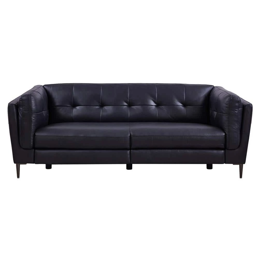 Primrose Dark Metal and Navy Genuine Leather Contemporary Sofa by Armen Living 3 Primrose Dark Metal and Navy Genuine Leather Contemporary Sofa by Armen Living