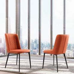 Maine Orange Fabric Dining Chair - Set of 2 by Armen Living 19 Maine Orange Fabric Dining Chair - Set of 2 by Armen Living -Armen Living Online Shop orange armen living dining chairs lcmnsior 31 1000
