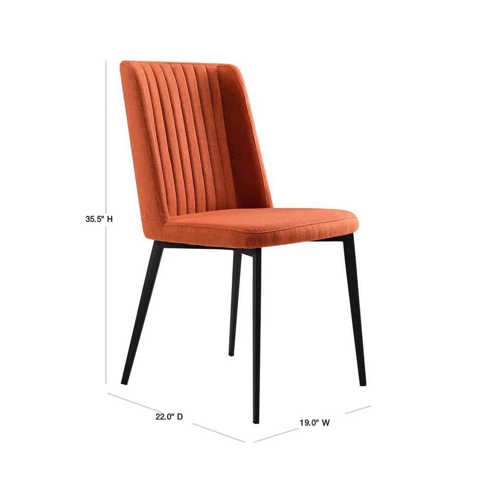 Maine Orange Fabric Dining Chair - Set of 2 by Armen Living 5 Maine Orange Fabric Dining Chair - Set of 2 by Armen Living - Image 3