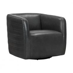 Melanie Swivel Leather Barrel Chair by Armen Living