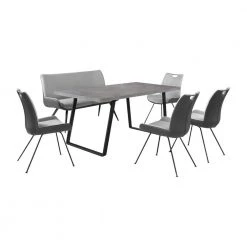 Coronado 6-Piece Pewter Rectangular Dining Set by Armen Living