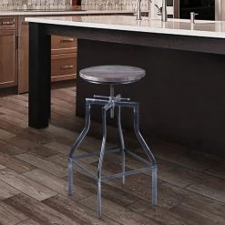 Concord Adjustable Bar Stool in Industrial Grey with Pine Wood Seat by Armen Living 15 Concord Adjustable Bar Stool in Industrial Grey with Pine Wood Seat by Armen Living -Armen Living Online Shop pine wood industrial gray armen living bar stools lccostsbpi 31 1000