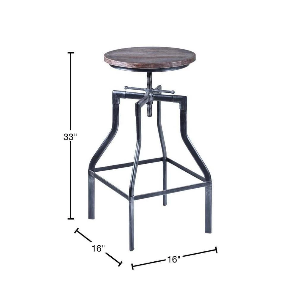 Concord Adjustable Bar Stool in Industrial Grey with Pine Wood Seat by Armen Living 5 Concord Adjustable Bar Stool in Industrial Grey with Pine Wood Seat by Armen Living - Image 3
