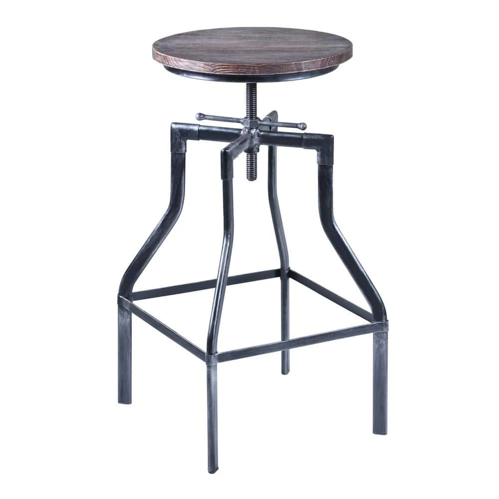 Concord Adjustable Bar Stool in Industrial Grey with Pine Wood Seat by Armen Living 3 Concord Adjustable Bar Stool in Industrial Grey with Pine Wood Seat by Armen Living