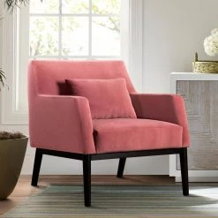 Oliver Pink Velvet Modern Accent Chair with Wood Legs by Armen Living -Armen Living Online Shop pink armen living accent chairs lcolchpnk 31 1000