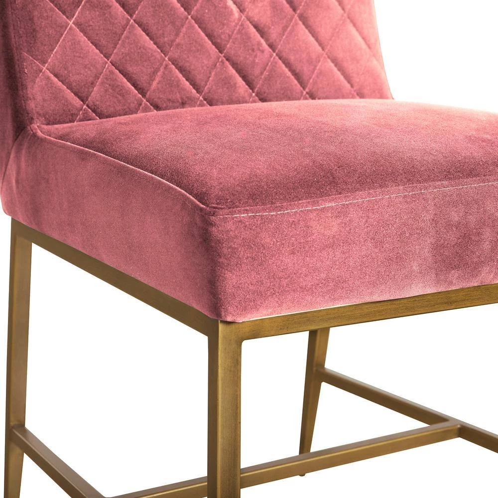 Memphis Pink Velvet and Antique Brass Accent Dining Chair (Set of 2) by Armen Living 6 Memphis Pink Velvet and Antique Brass Accent Dining Chair (Set of 2) by Armen Living - Image 4