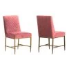 Memphis Pink Velvet and Antique Brass Accent Dining Chair (Set of 2) by Armen Living -Armen Living Online Shop pink armen living dining chairs lcmmsipnk 64 1000