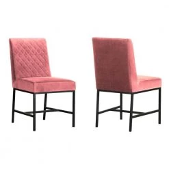 Napoli Pink Velvet and Black Leg Modern Accent Dining Chair (Set of 2) by Armen Living
