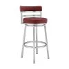 Madrid Contemporary 26 in. Counter Height Barstool in Brushed Stainless Steel Finish and Red Faux Leather by Armen Living -Armen Living Online Shop red brushed stainless steel armen living bar stools lcmababsred26 64 1000