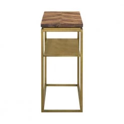 Faye Rustic Brown Wood Console Table with Shelf and Antique Brass Metal Base by Armen Living -Armen Living Online Shop rustic armen living console tables lctrcnru 4f 1000