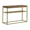 Faye Rustic Brown Wood Console Table with Shelf and Antique Brass Metal Base by Armen Living -Armen Living Online Shop rustic armen living console tables lctrcnru 64 1000