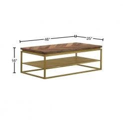 Faye 46 in. Rustic/Brass Large Rectangle Wood Coffee Table with Shelf and Metal Base by Armen Living 14 Faye 46 in. Rustic/Brass Large Rectangle Wood Coffee Table with Shelf and Metal Base by Armen Living -Armen Living Online Shop rustic brass armen living coffee tables lctrcoru 40 1000