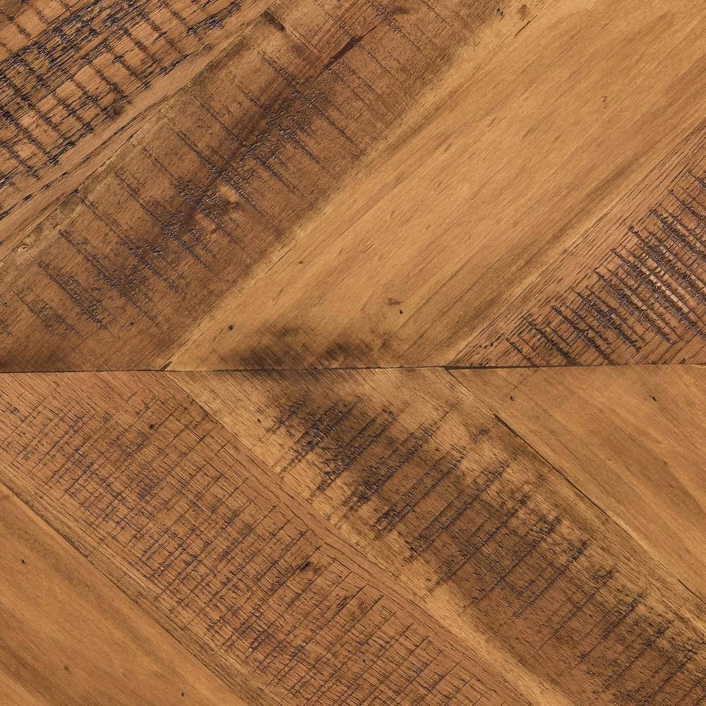 Faye 46 in. Rustic/Brass Large Rectangle Wood Coffee Table with Shelf and Metal Base by Armen Living 9 Faye 46 in. Rustic/Brass Large Rectangle Wood Coffee Table with Shelf and Metal Base by Armen Living - Image 7