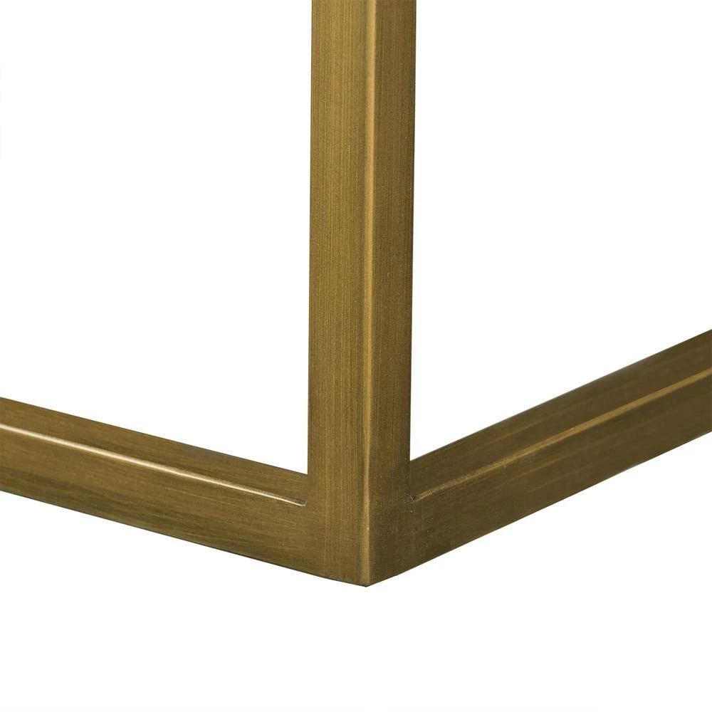 Faye 46 in. Rustic/Brass Large Rectangle Wood Coffee Table with Shelf and Metal Base by Armen Living 10 Faye 46 in. Rustic/Brass Large Rectangle Wood Coffee Table with Shelf and Metal Base by Armen Living - Image 8