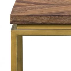 Faye Rustic Brown Wood 19 in. H Side table with Shelf and Antique Brass Base by Armen Living -Armen Living Online Shop rustic mixed oak acacia pine brass antique base armen living end side tables lctrlaru 44 1000