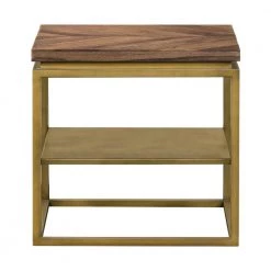 Faye Rustic Brown Wood 19 in. H Side table with Shelf and Antique Brass Base by Armen Living -Armen Living Online Shop rustic mixed oak acacia pine brass antique base armen living end side tables lctrlaru 4f 1000
