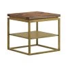 Faye Rustic Brown Wood 19 in. H Side table with Shelf and Antique Brass Base by Armen Living -Armen Living Online Shop rustic mixed oak acacia pine brass antique base armen living end side tables lctrlaru 64 1000