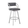Capri 36 in. Slate Grey Metal Bar Stool with Faux Leather Seat by Armen Living -Armen Living Online Shop silver armen living bar stools lccpbaslgr26 64 1000