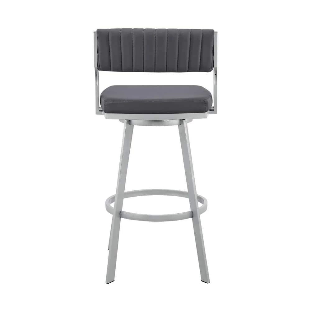 Capri 40 in. Slate Grey Metal Bar Stool with Faux Leather Seat by Armen Living 8 Capri 40 in. Slate Grey Metal Bar Stool with Faux Leather Seat by Armen Living - Image 6